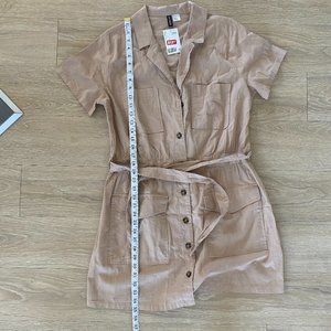 Tan button up casual dress